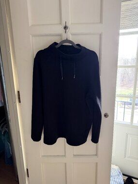 SPANX AirEssentials Soft Funnel Pullover XL Black Athleisure Travel Sweatshirt